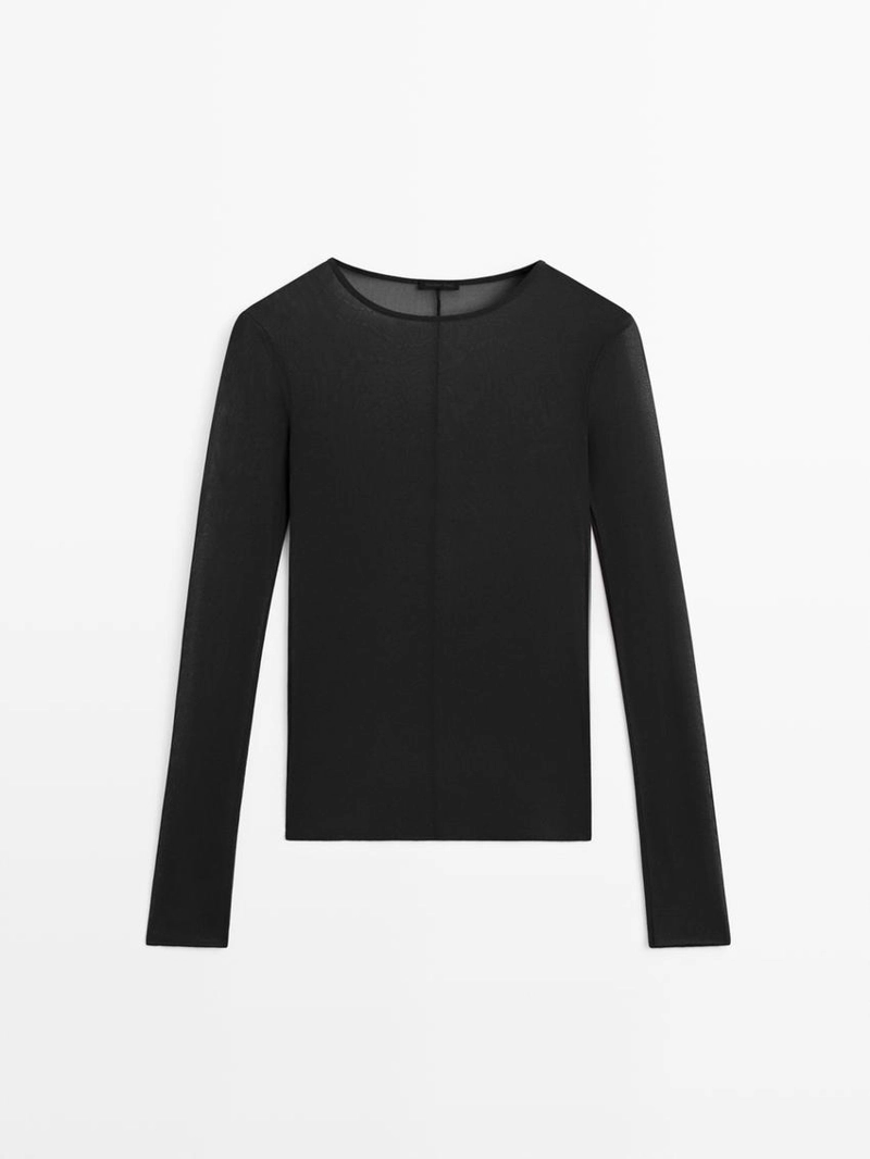 Футболка с длинным рукавом из шелка