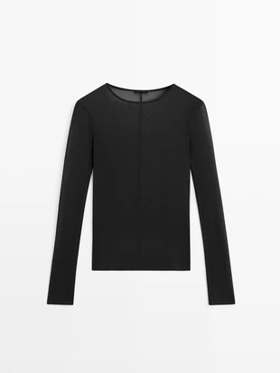 Футболка с длинным рукавом из шелка- Заказать в России