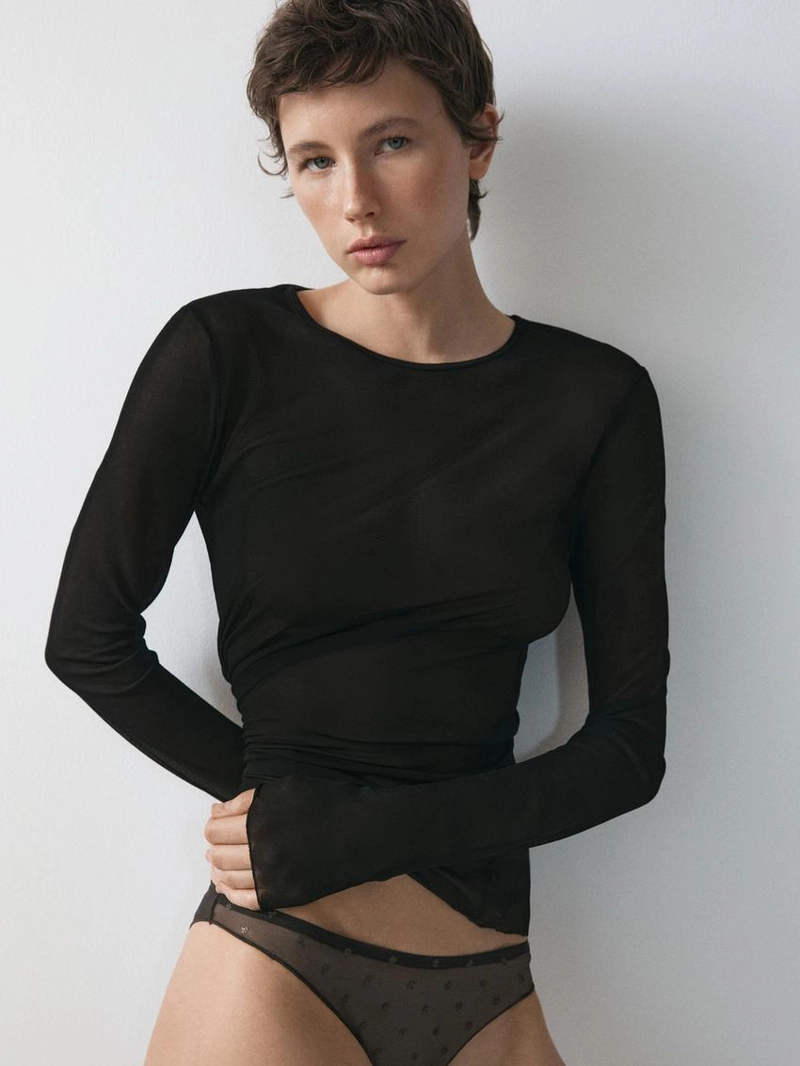 Футболка с длинным рукавом из шелка