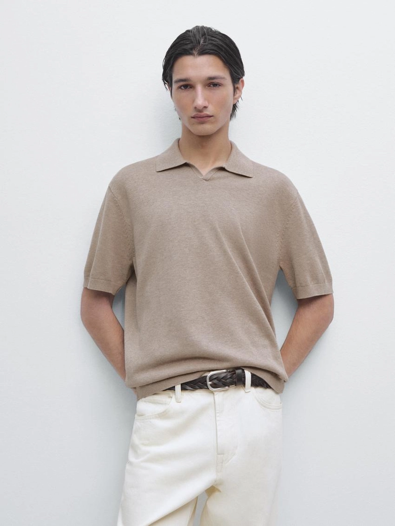 Водолазка-поло из хлопкового трикотажа