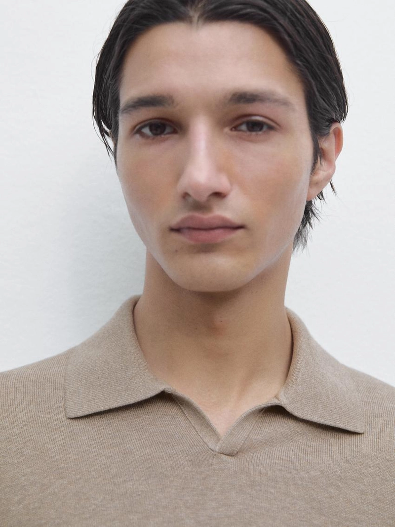 Водолазка-поло из хлопкового трикотажа