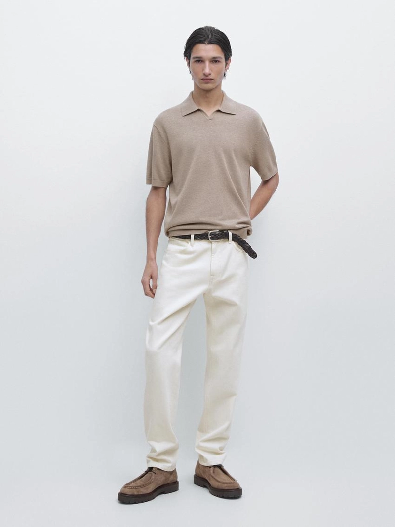 Водолазка-поло из хлопкового трикотажа