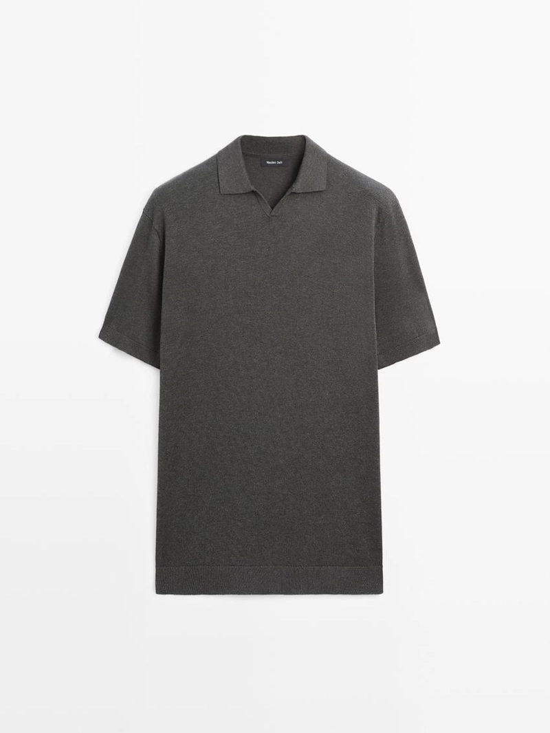 Поло-свитер из хлопково-шерстяной смеси