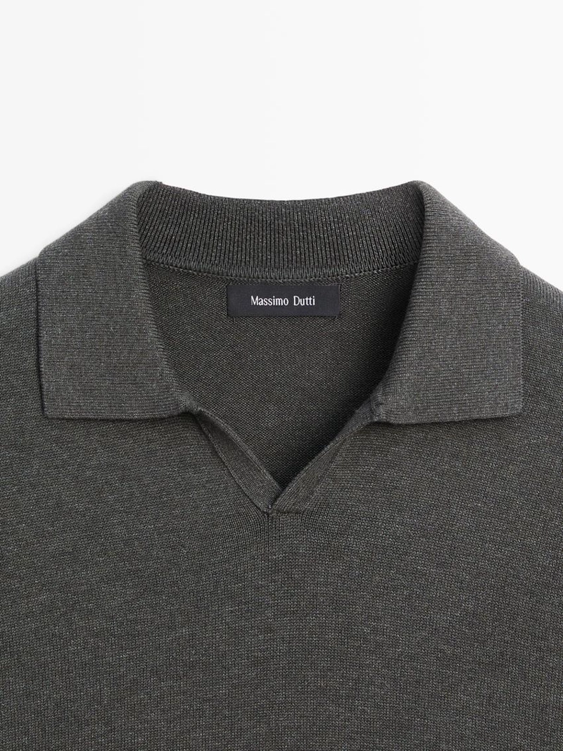 Поло-свитер из хлопково-шерстяной смеси
