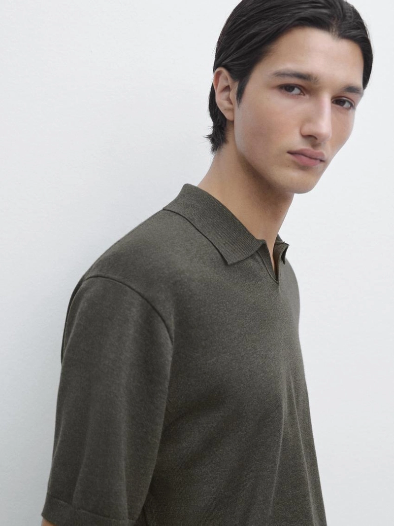 Поло-свитер из хлопково-шерстяной смеси