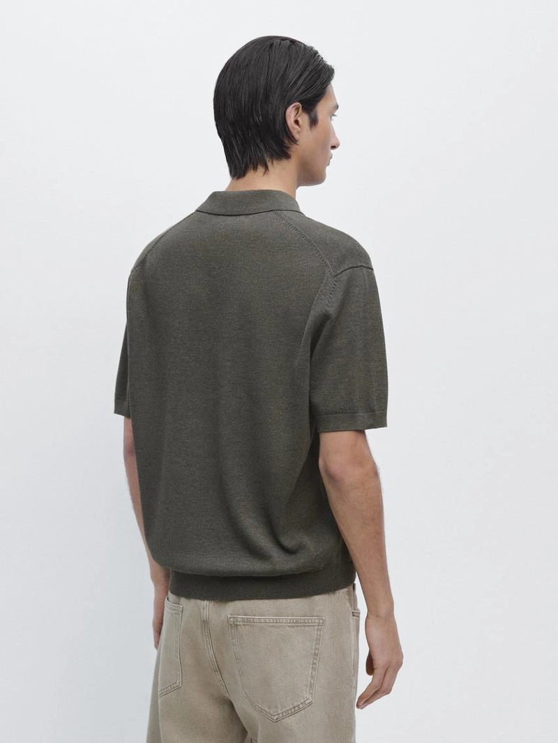 Поло-свитер из хлопково-шерстяной смеси