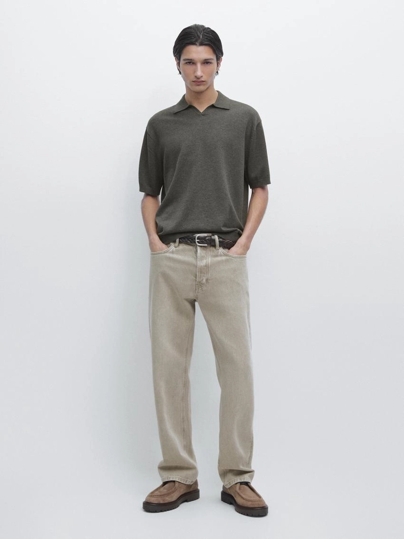 Поло-свитер из хлопково-шерстяной смеси