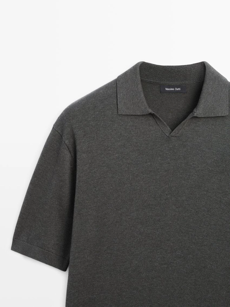 Поло-свитер из хлопково-шерстяной смеси