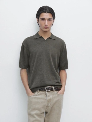 Поло-свитер из хлопково-шерстяной смеси- Заказать в России