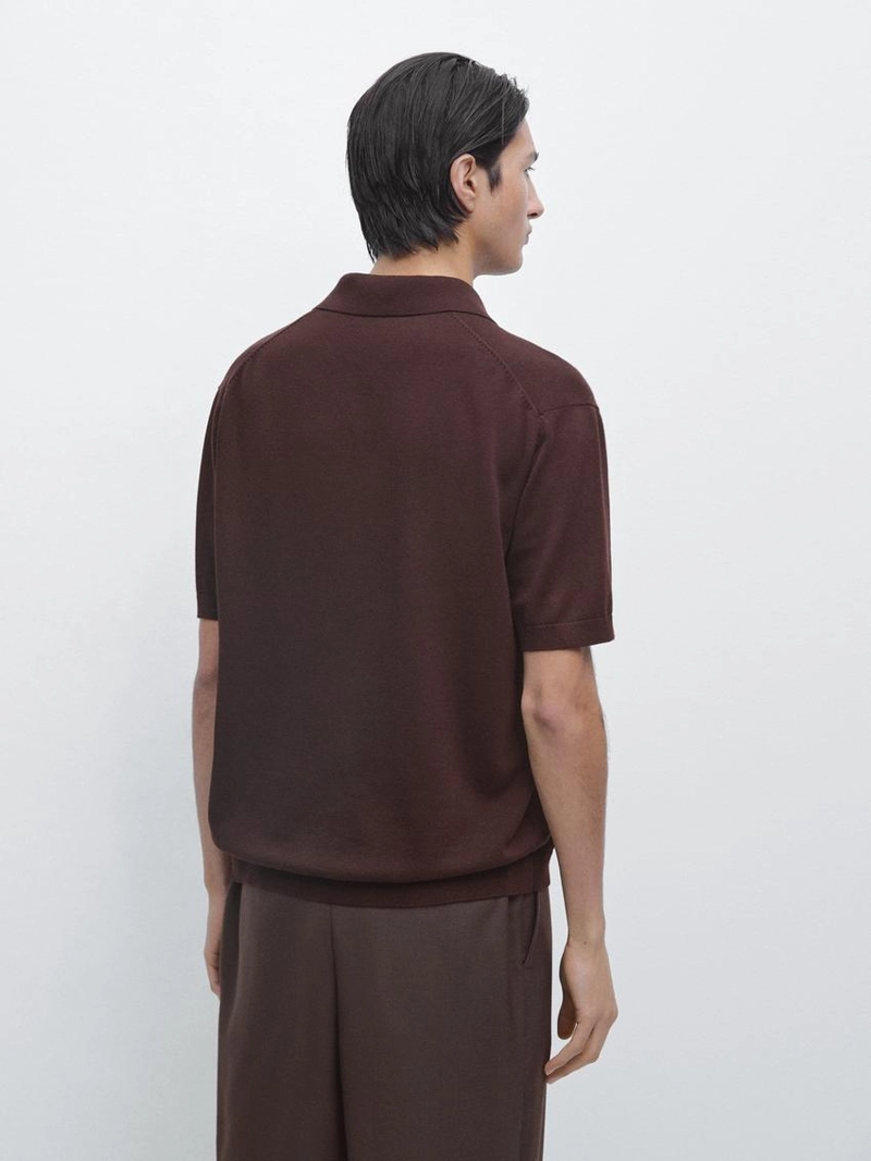 Свитер-поло из хлопково-вискозного трикотажа