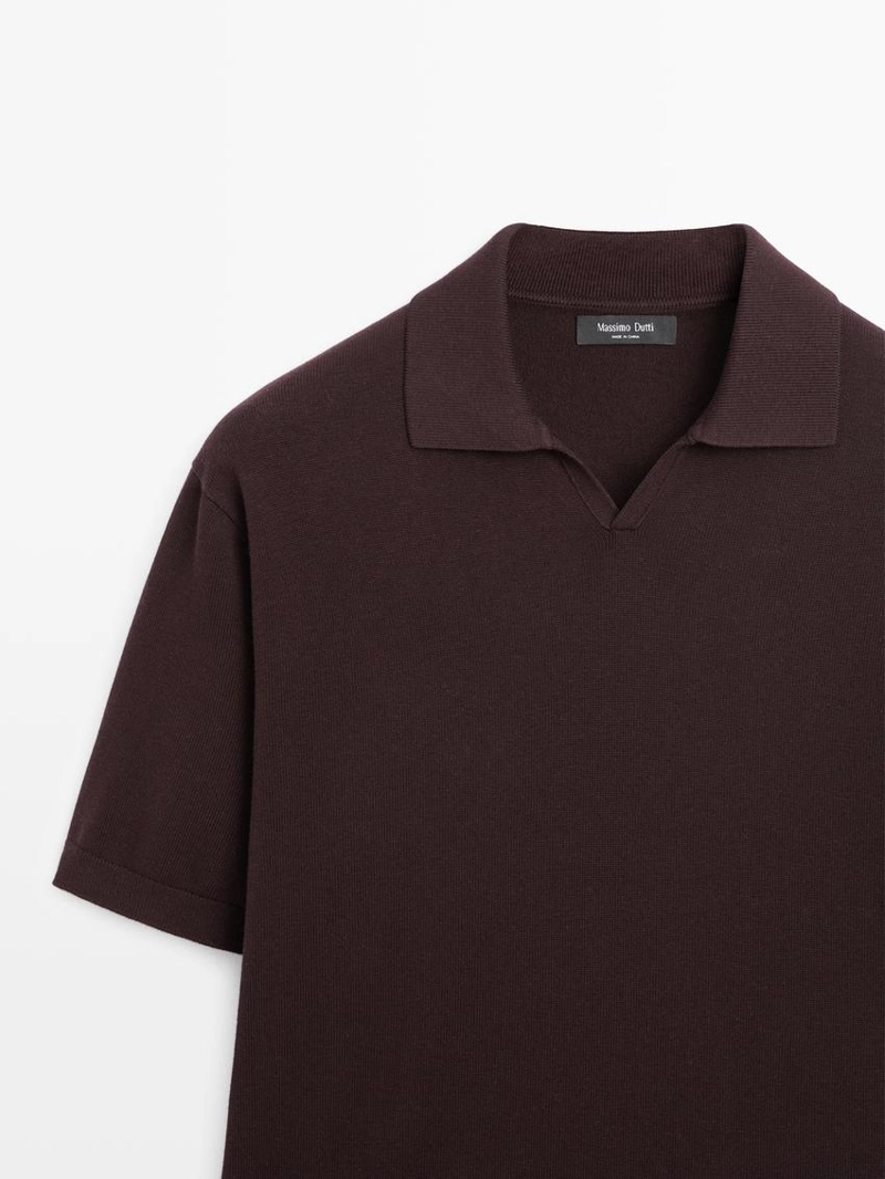 Свитер-поло из хлопково-вискозного трикотажа