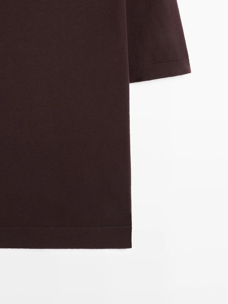 Свитер-поло из хлопково-вискозного трикотажа