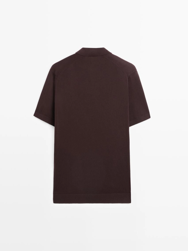 Свитер-поло из хлопково-вискозного трикотажа