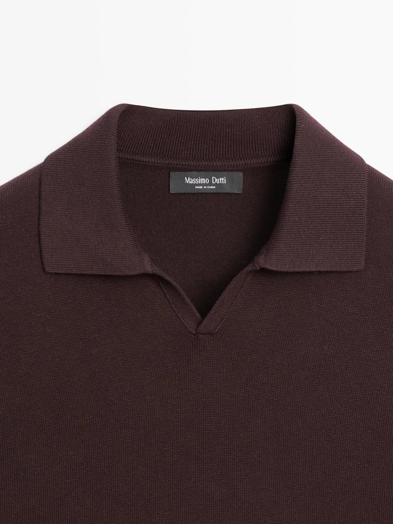 Свитер-поло из хлопково-вискозного трикотажа