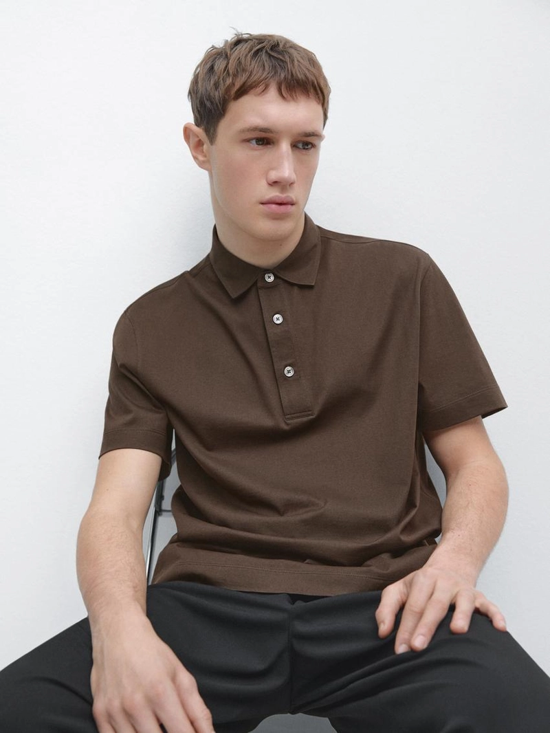 Поло из хлопково-смешаного трикотажа