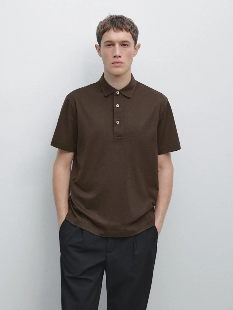 Поло из хлопково-смешаного трикотажа