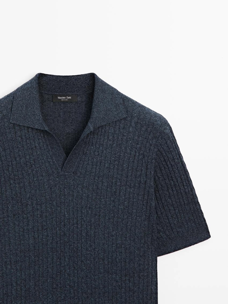 Поло с короткими рукавами из трикотажа с оплеткой