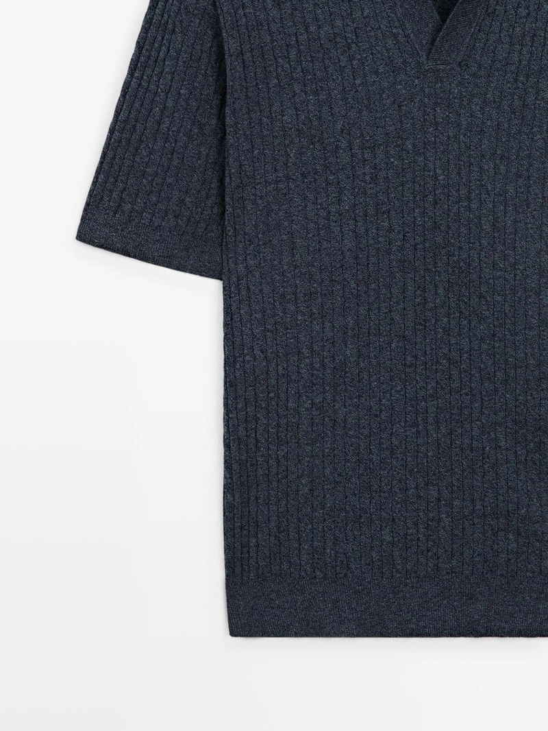 Поло с короткими рукавами из трикотажа с оплеткой