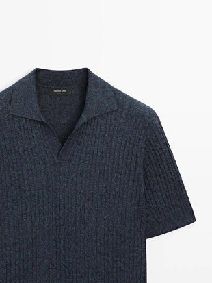 Поло с короткими рукавами из трикотажа с оплеткой- Заказать в России