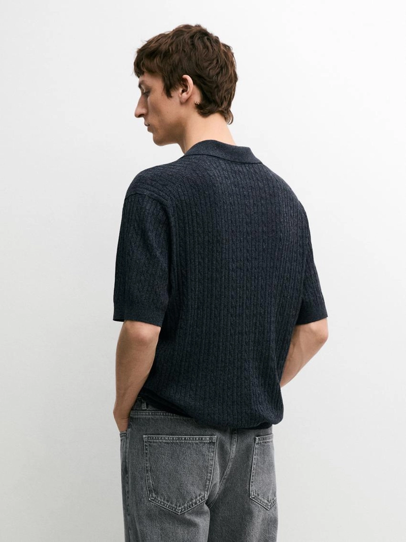 Поло с короткими рукавами из трикотажа с оплеткой