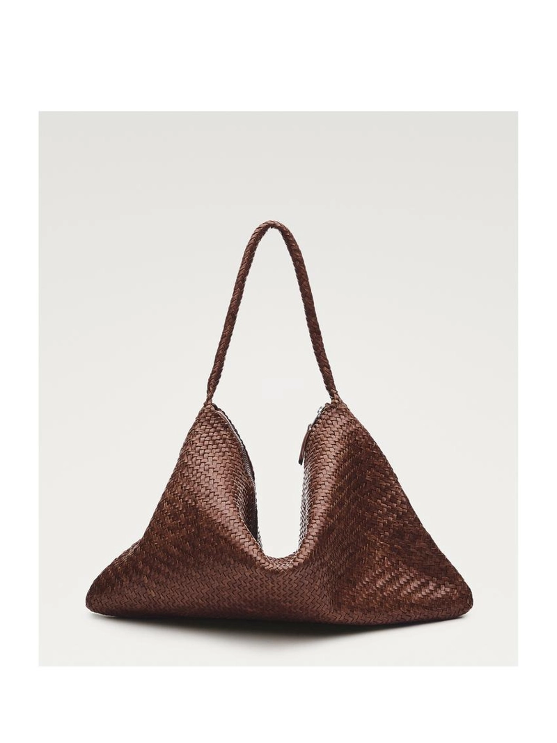 Сумка-сатчел из плетеной кожи наппа большого размера