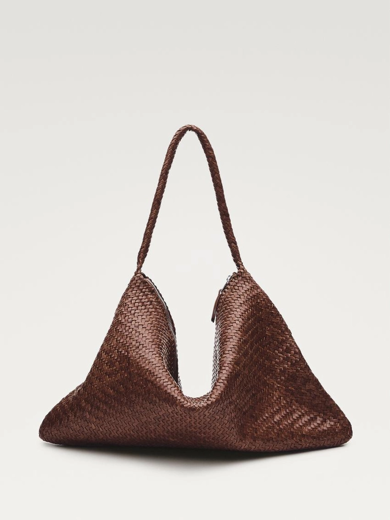 Сумка-сатчел из плетеной кожи наппа большого размера