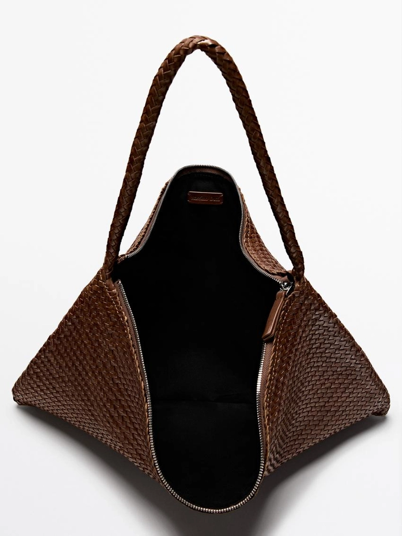 Сумка-сатчел из плетеной кожи наппа большого размера