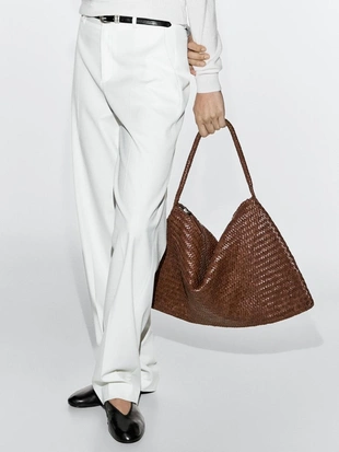 Сумка-сатчел из плетеной кожи наппа большого размера- Заказать в России