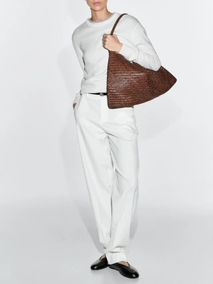 Сумка-сатчел из плетеной кожи наппа большого размера- Заказать в России