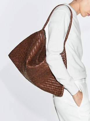 Сумка-сатчел из плетеной кожи наппа большого размера- Заказать в России