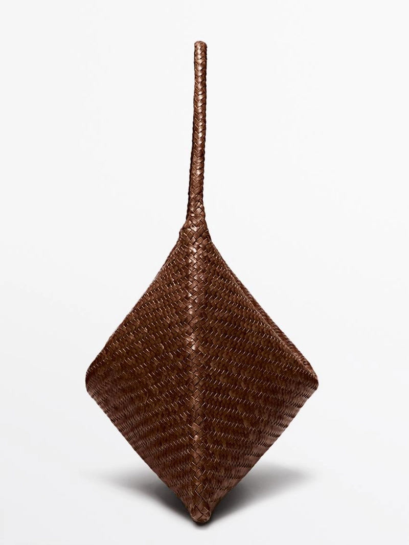 Сумка-сатчел из плетеной кожи наппа большого размера