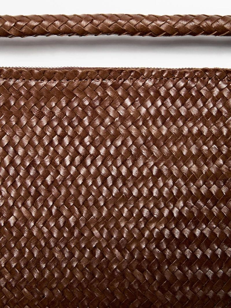 Сумка-сатчел из плетеной кожи наппа большого размера