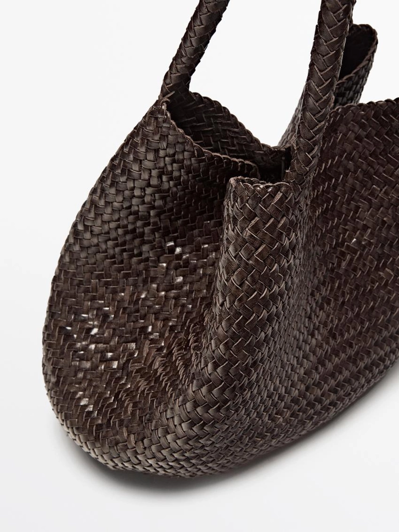 Сумка-тоут из плетеной натуральной кожи