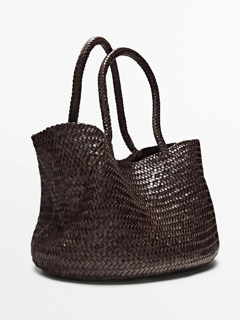 Сумка-тоут из плетеной натуральной кожи