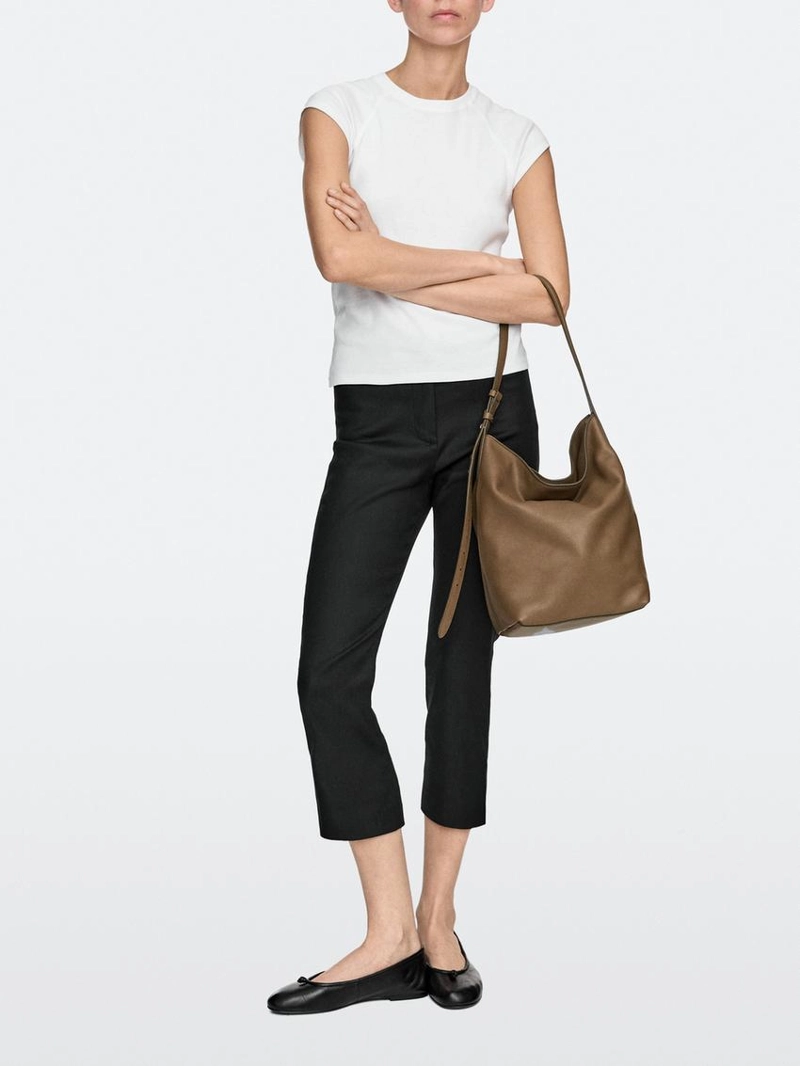 Сумка-ведро из натуральной кожи нубук