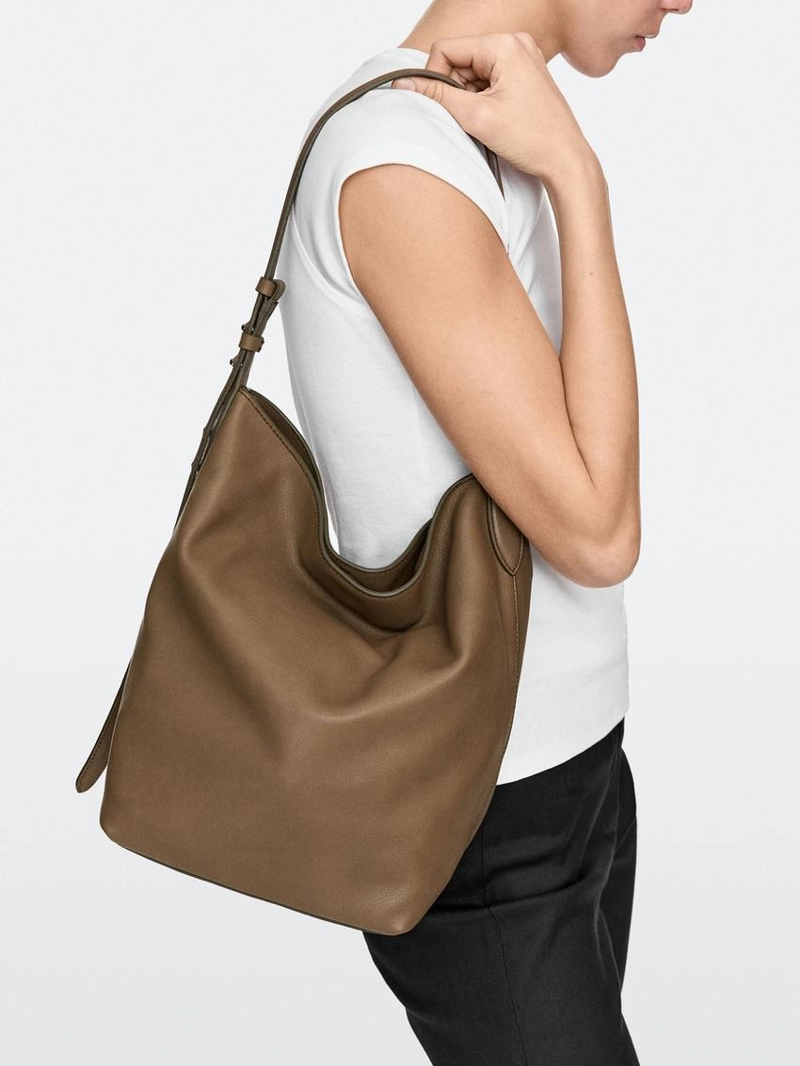 Сумка-ведро из натуральной кожи нубук