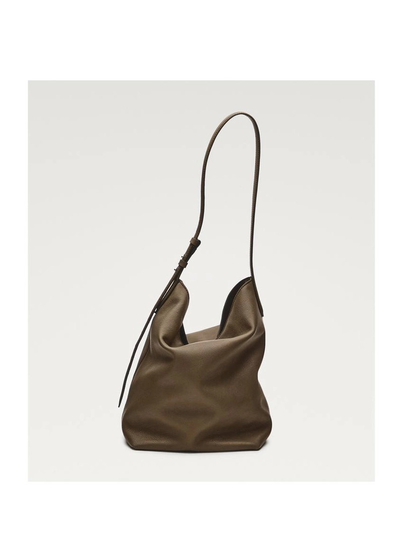 Сумка-ведро из натуральной кожи нубук