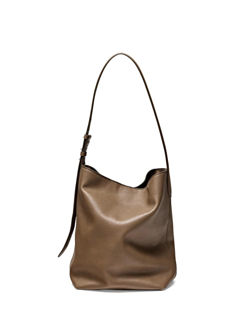 Сумка-ведро из натуральной кожи нубук