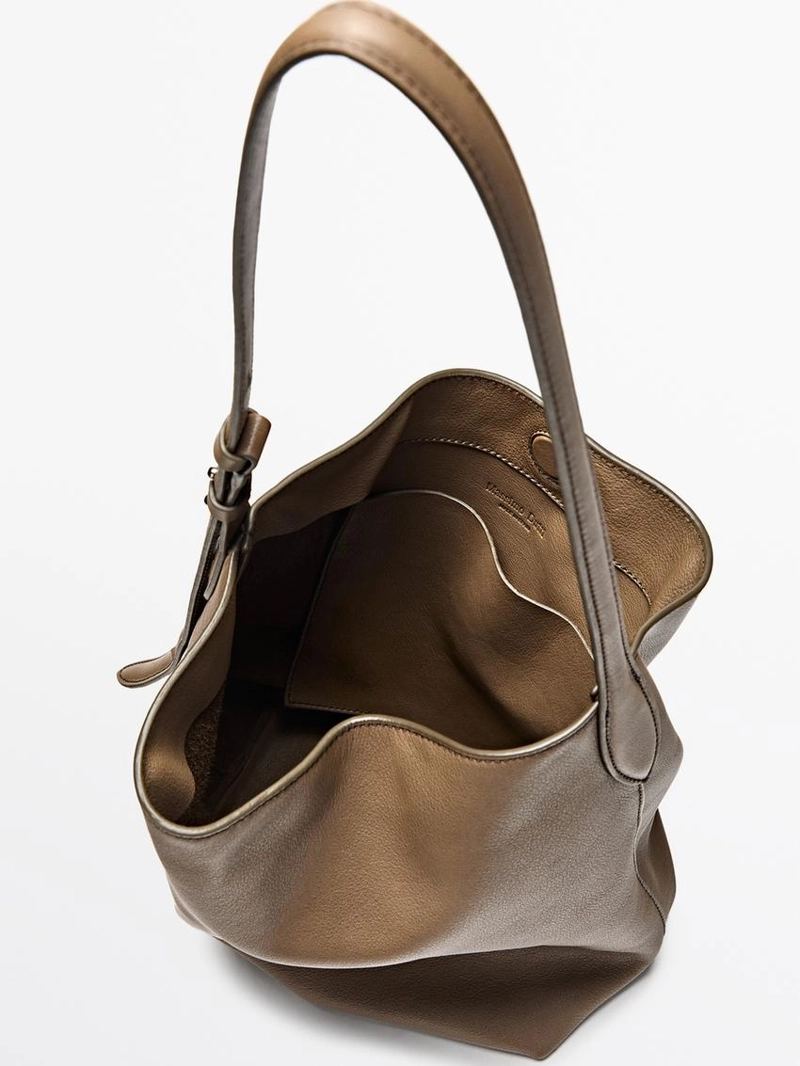 Сумка-ведро из натуральной кожи нубук