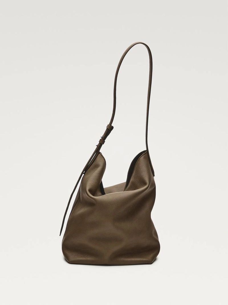 Сумка-ведро из натуральной кожи нубук