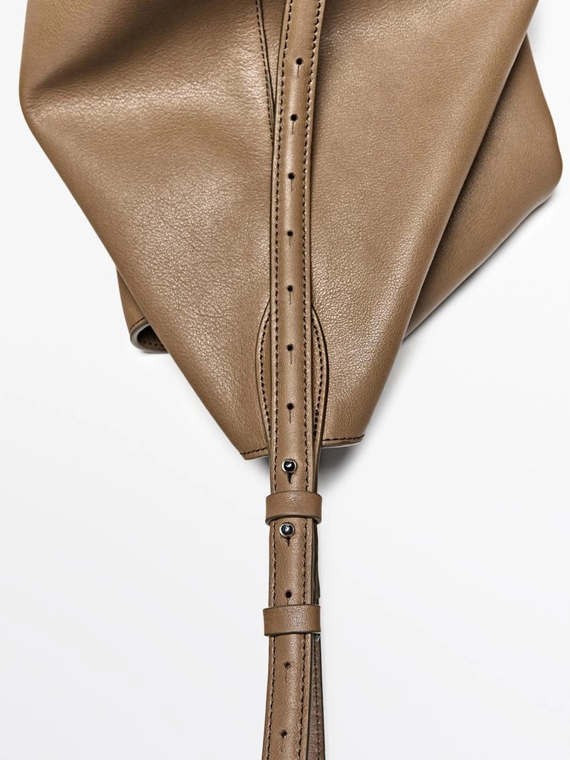 Сумка-ведро из натуральной кожи нубук