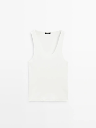 Топ с открытым горловым вырезом и бретельками- Заказать в России