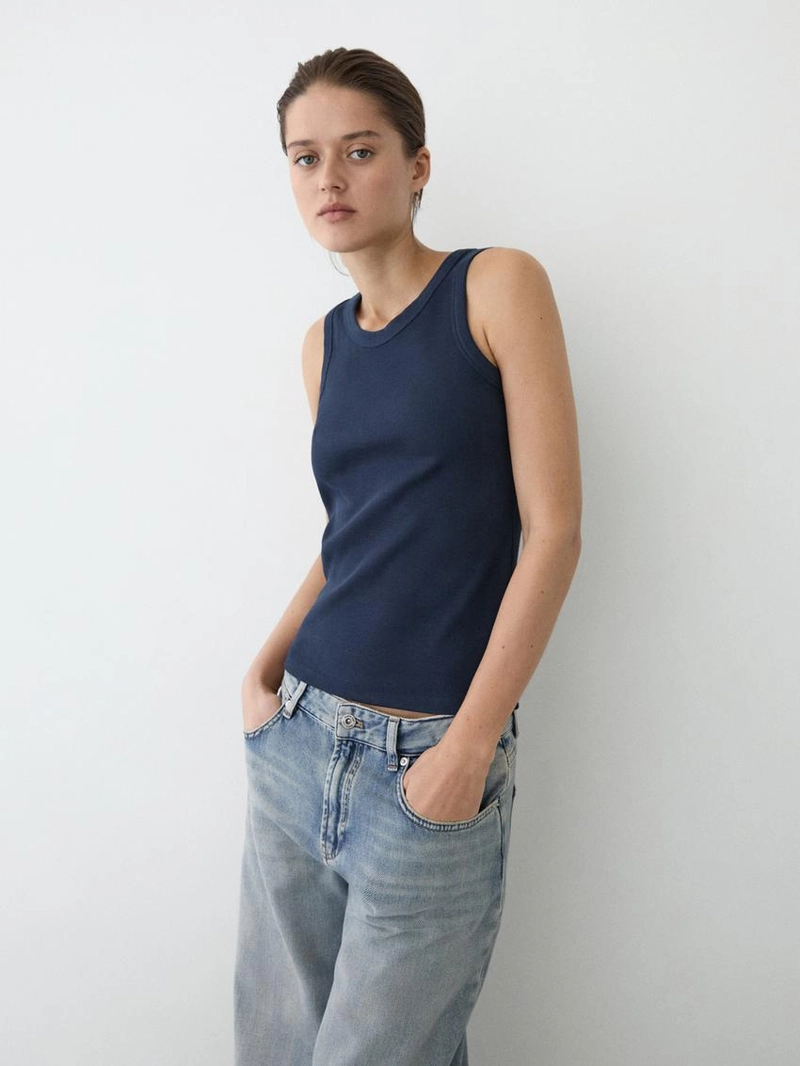 Хлопковый топ с открытой спиной