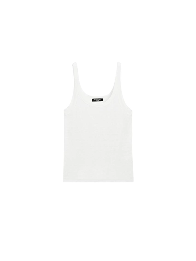 Льняная майка с лямками из смесового материала