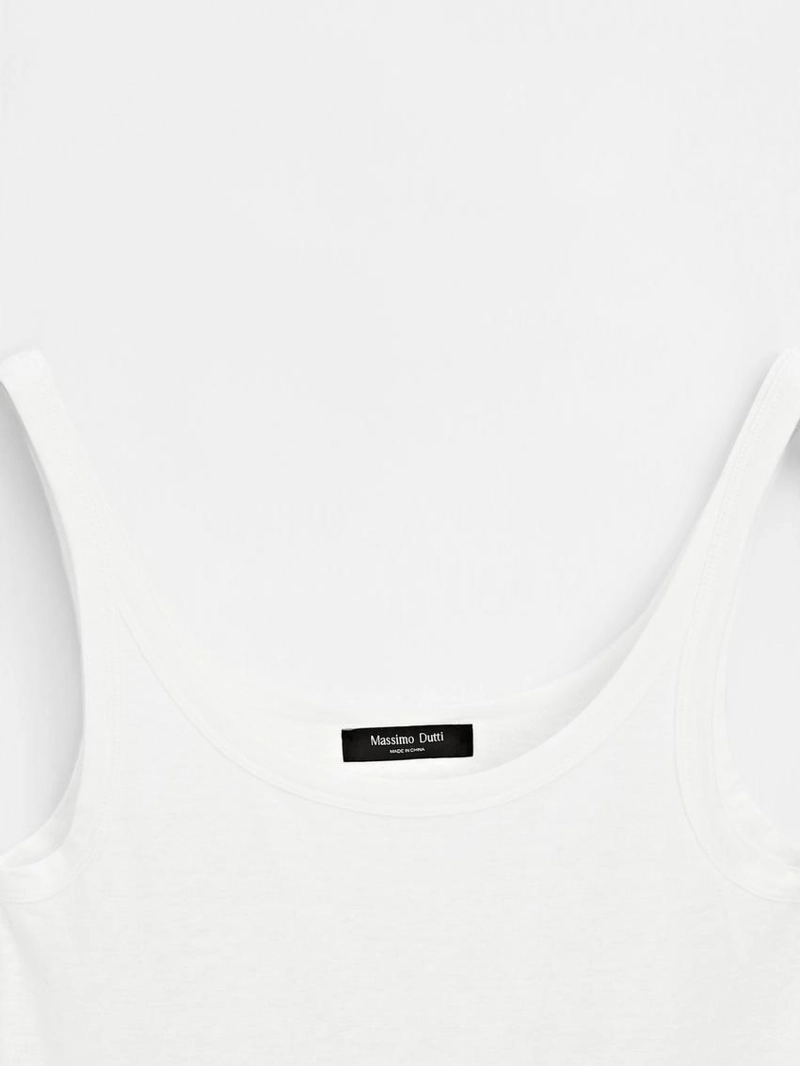 Льняная майка с лямками из смесового материала