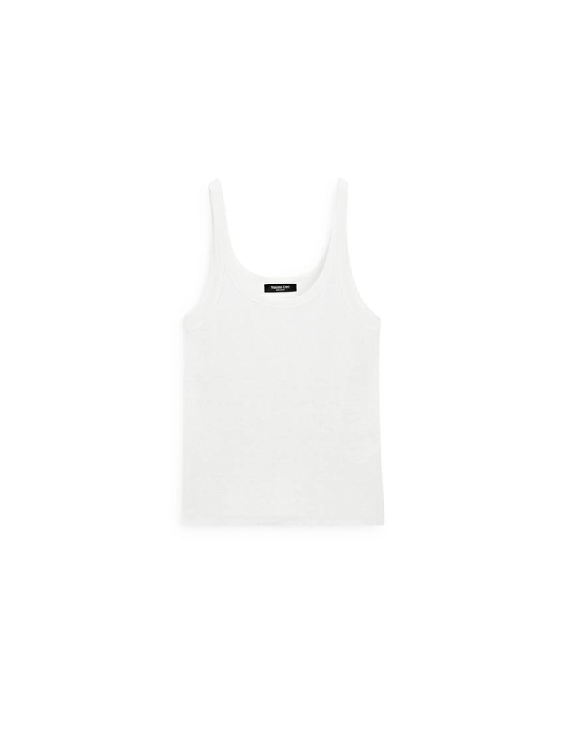 Льняная майка с лямками из смесового материала