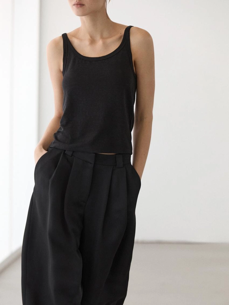 Топ на бретелях из смесового льна