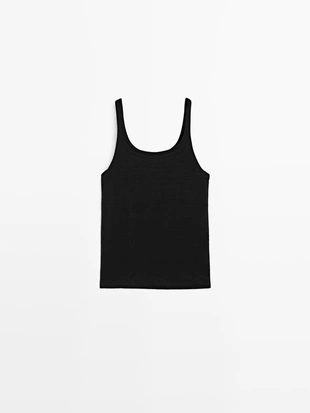 Топ на бретелях из смесового льна- Заказать в России