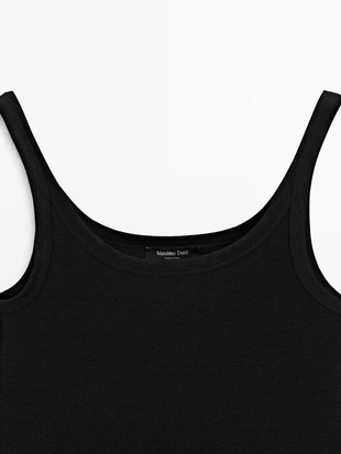 Топ на бретелях из смесового льна- Заказать в России