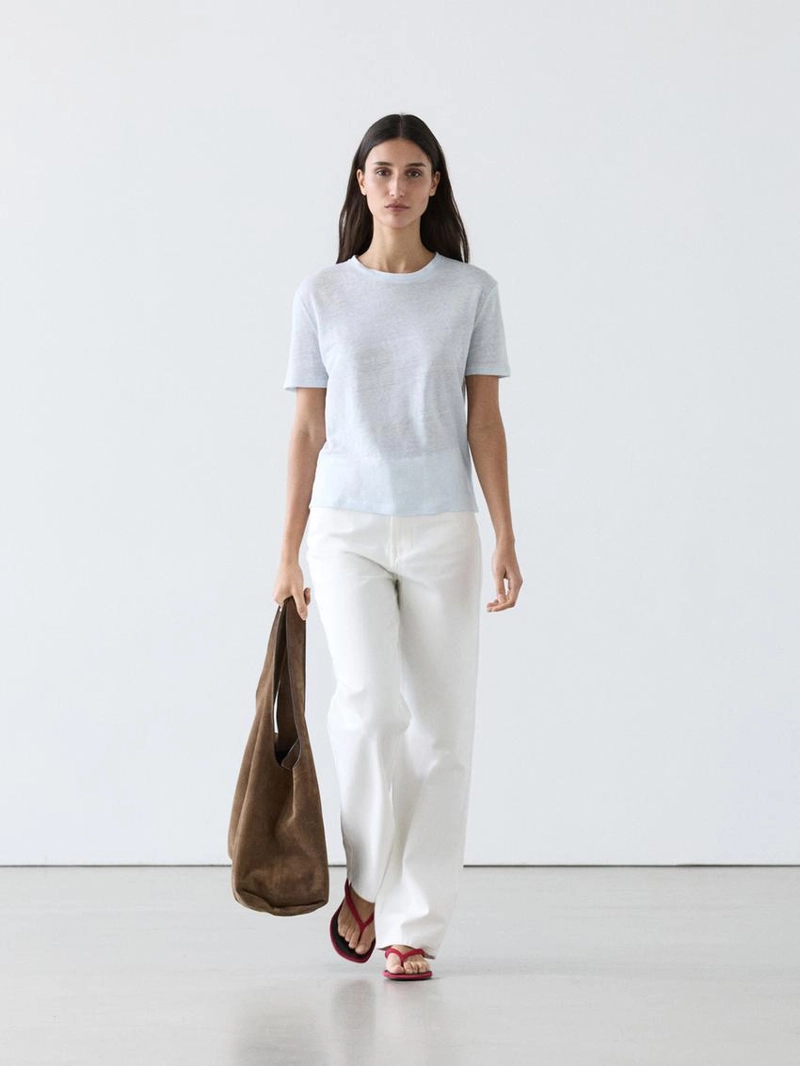 Льняная футболка с короткими рукавами